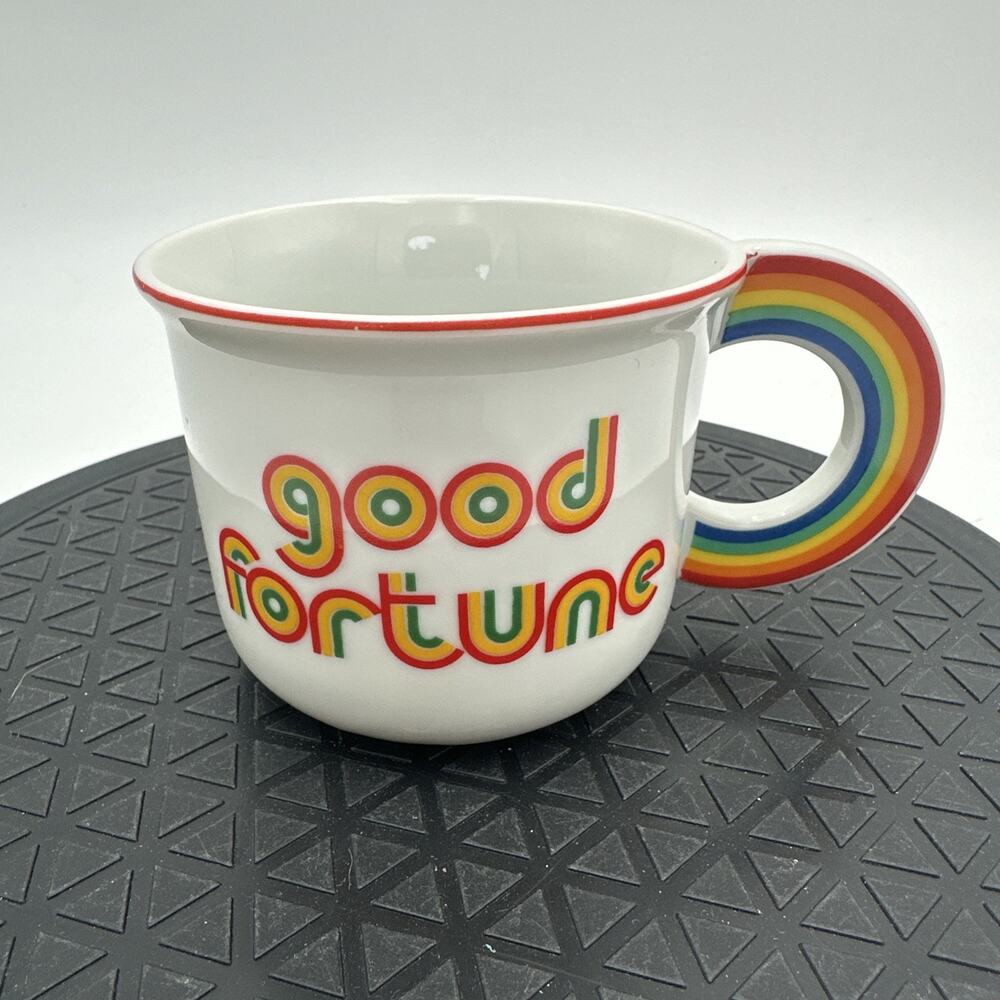 Vintage Vandor Rainbow Handle Coffee Tea Mug “Good Fortune”